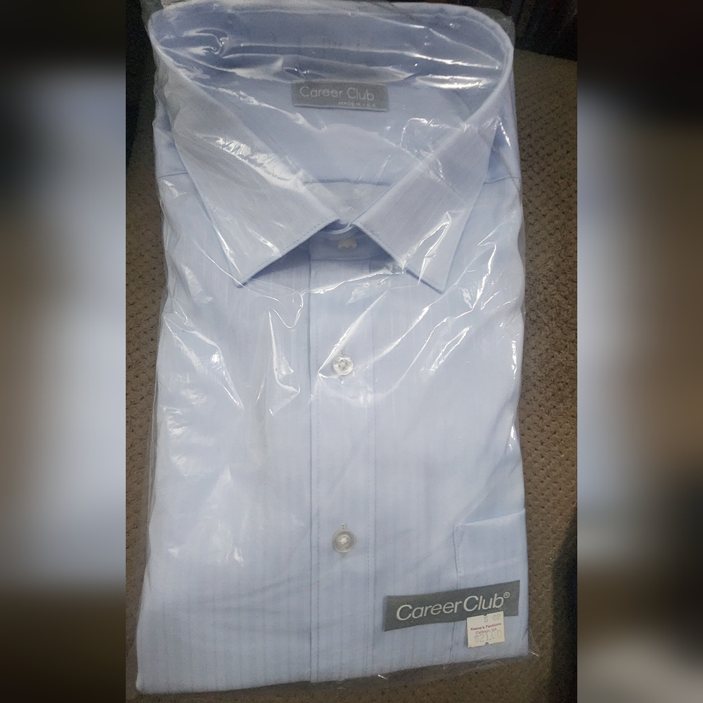 Vintage 1970s  Career Club NwT Men's Light Blue Shirt